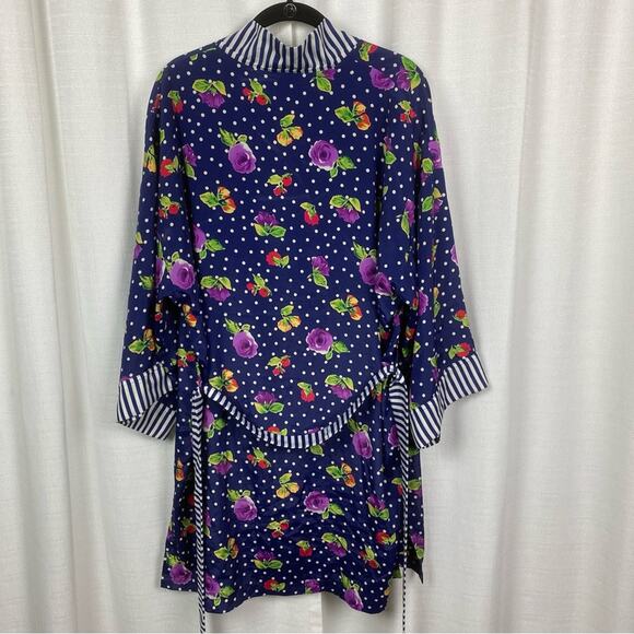 Victoria’s Secret Vintage Gold Label Blue Floral Robe Sz.OS - Picture 9 of 13